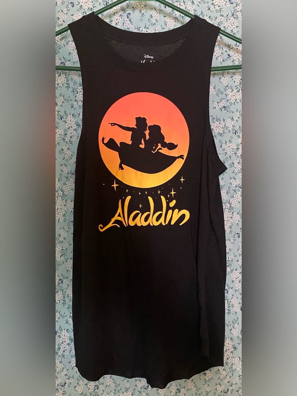 Disney Aladdin Black Graphic Tank Top - Sunset Silhouette
